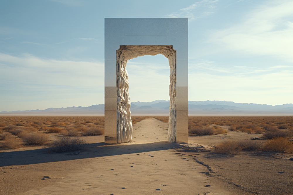 gateway with desert landscape