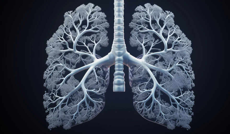 Human lung anatomy drawing