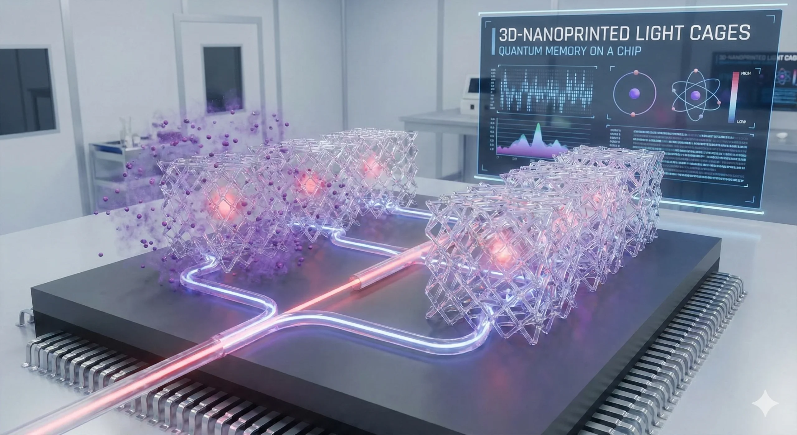 3D-nanoprinting to enable quantum storage on a single chip