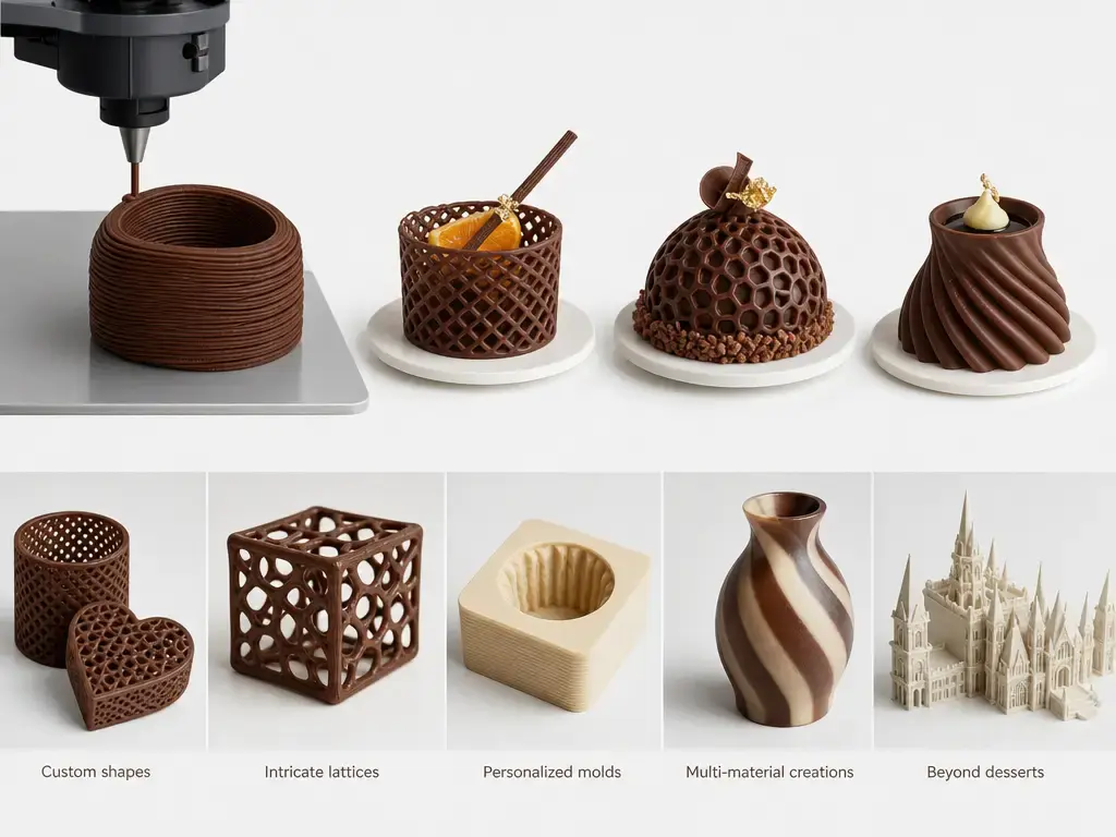 3D printed edible food technical illustration 3