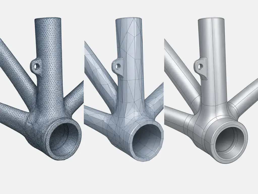 Mesh to CAD progression for a bicycle dropout detail