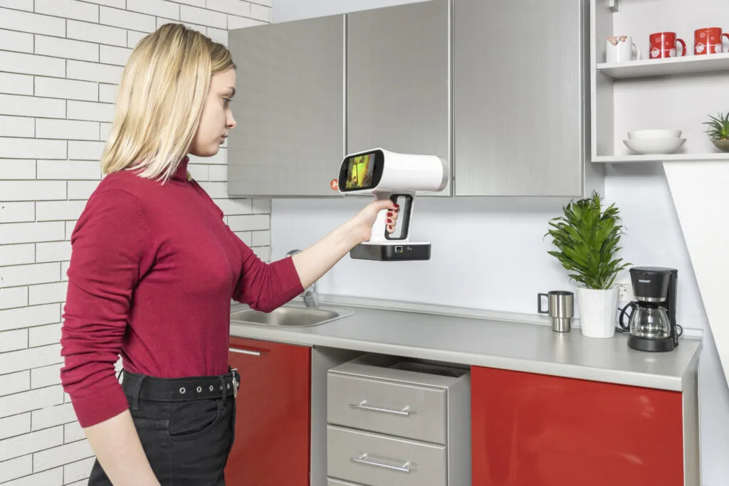 Artec Leo scanning a room interior for heritage documentation