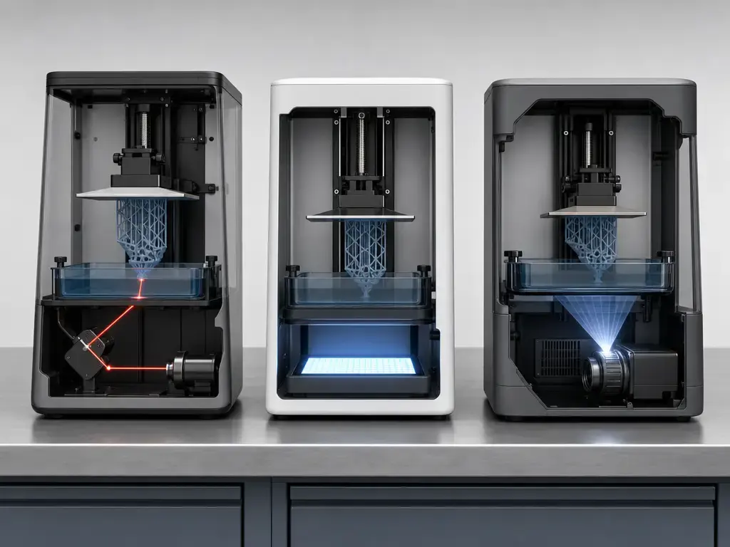 Comparison of SLA, MSLA/LCD, and DLP resin printer light engines