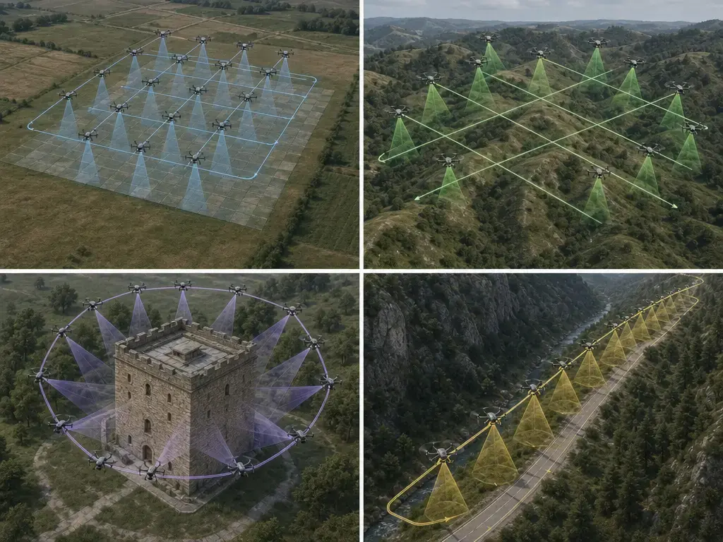 Comparison of nadir grid, cross-grid, oblique, and corridor drone mapping patterns