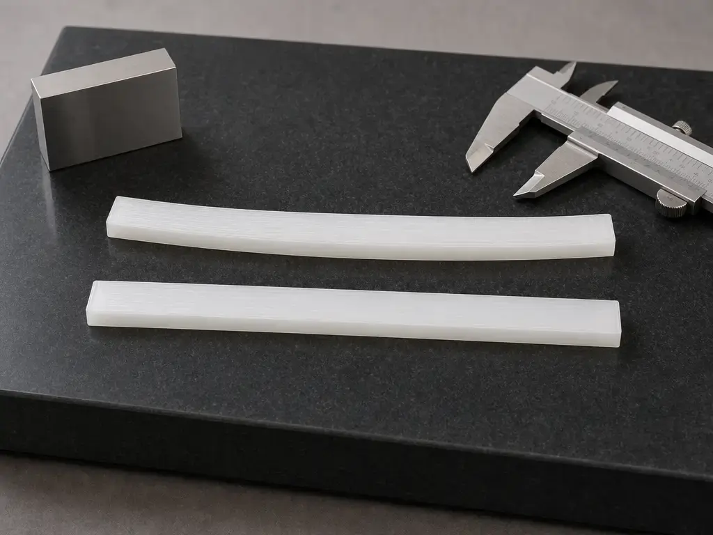 Measured dimensional drift in annealed PLA test bars on a flat reference surface