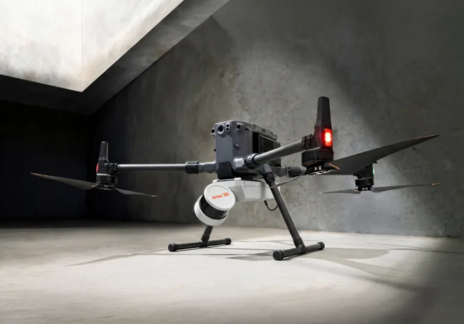 Artec Jet SLAM scanner mounted under a survey drone