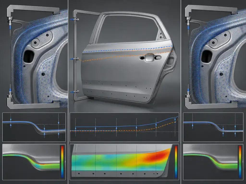 Comparison layout of automotive scan accuracy, resolution, and repeatability