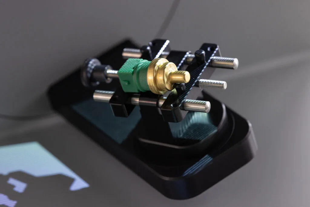 Close-up of the Artec Micro II scanning process