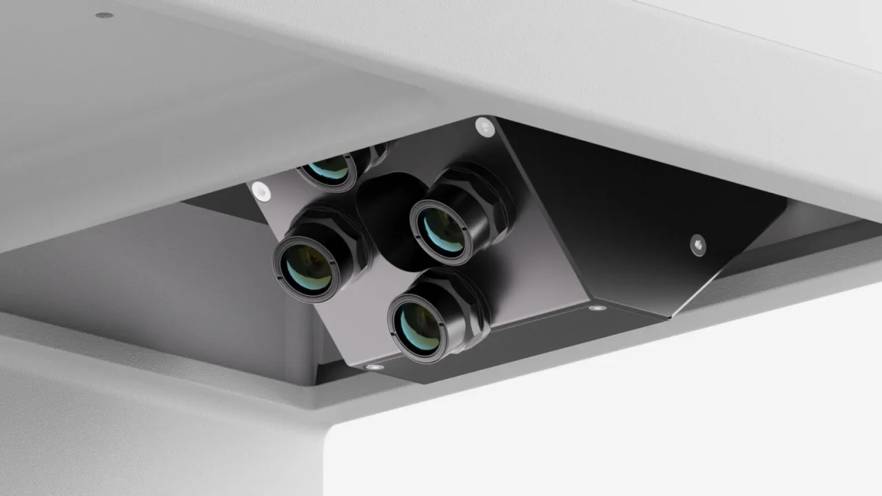 Close-up of the Artec Micro II camera cluster and optics