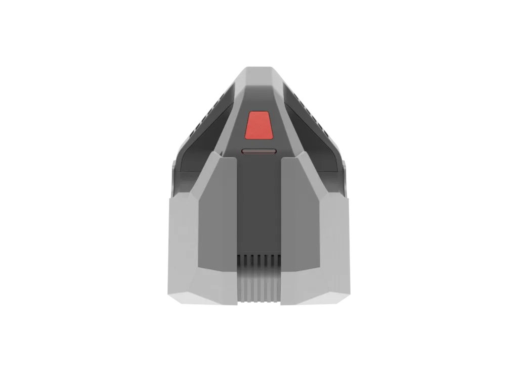 Artec Spider II seen from above, showing the capture trigger and vented housing