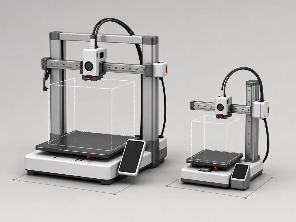 Bambu Lab A1 and A1 Mini side-by-side technical comparison render