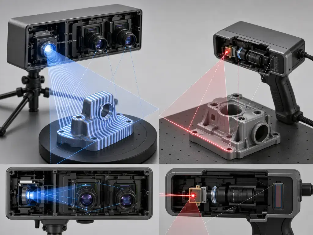 Structured-light and laser 3D scanning geometry on physical objects