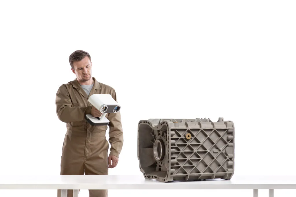 Artec Leo capturing a vehicle assembly