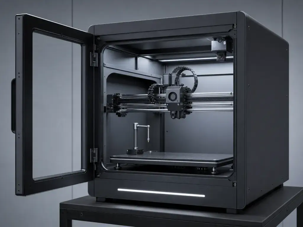 3D printer metrology setup with camera and calibration hardware