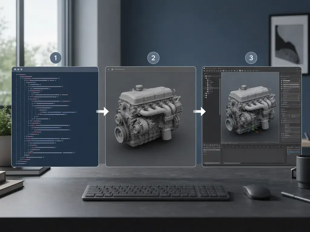 DAE file workflow from XML inspection to 3D preview and DCC import