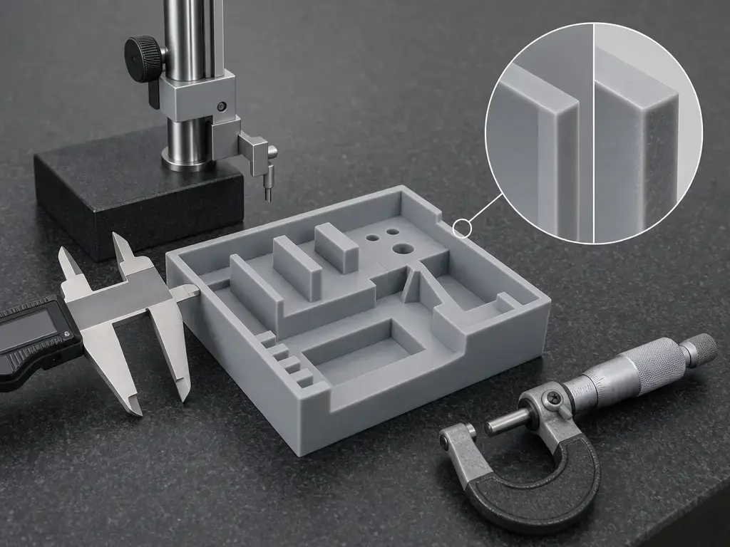 Metrology setup for measuring Draft Resin dimensional accuracy