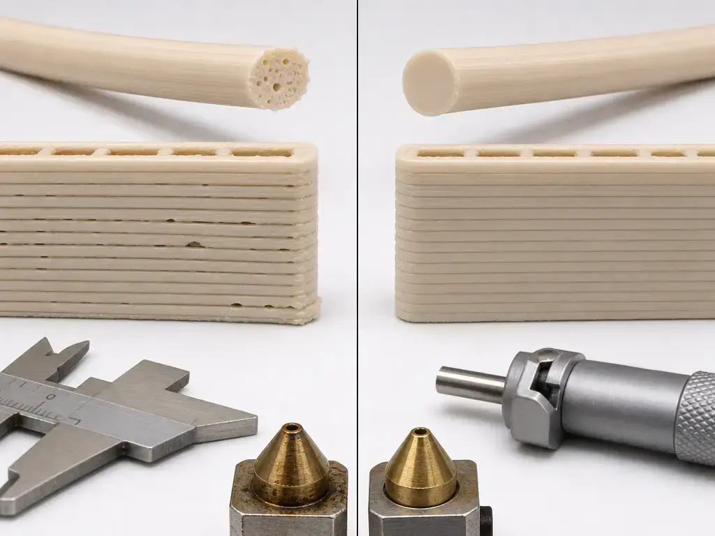 Comparison of under-fed and corrected extrusion for E-steps calibration