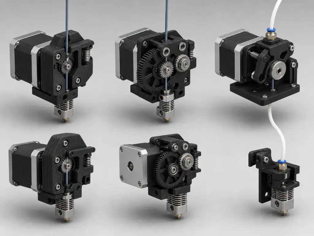 Three extruder hardware setups showing when to recheck E-steps