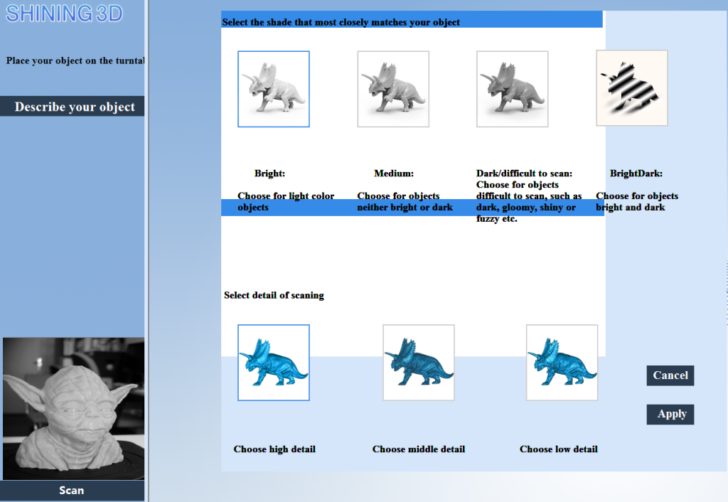 Einscan-S Review - Screenshot - Describe object