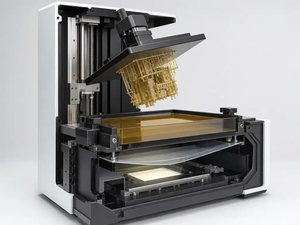 Resin printer tilt release motion during layer separation