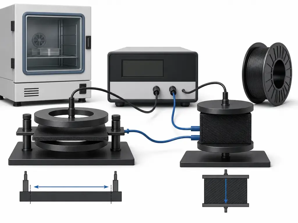 Comparison of surface and volume resistance testing for ESD-safe filament coupons