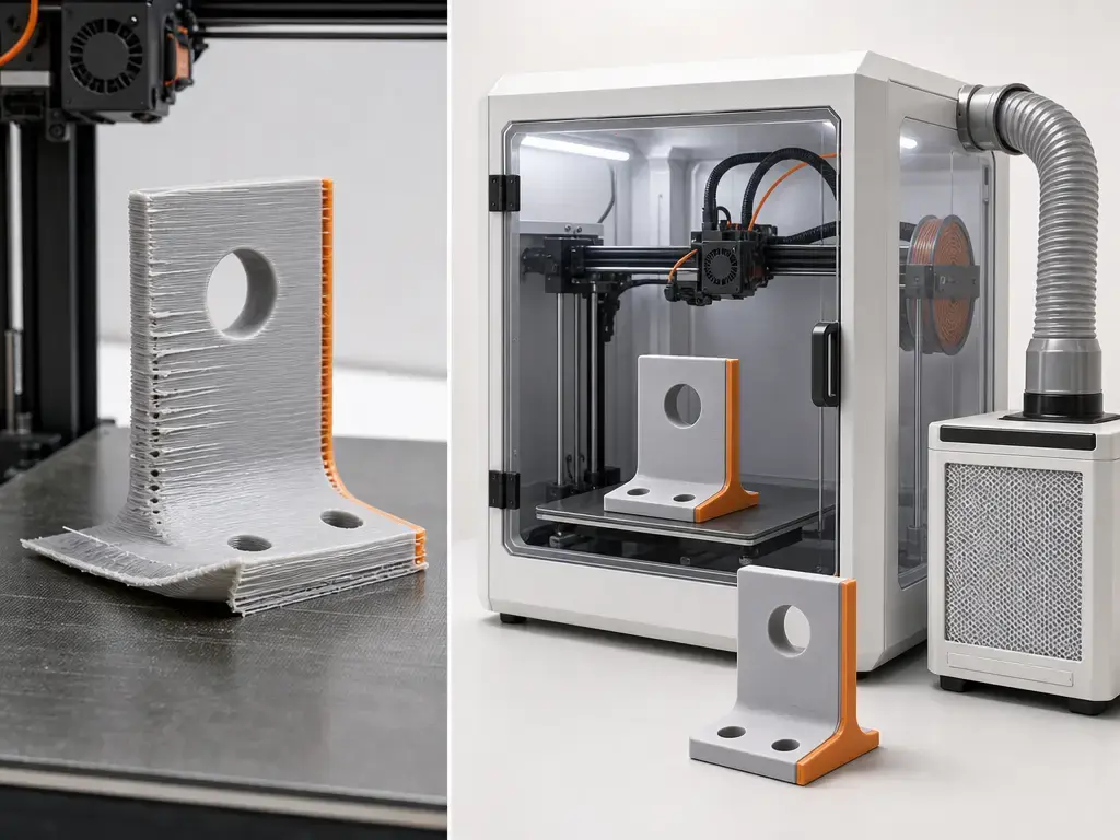 FFF defects and safety controls shown with warped part and enclosed printer