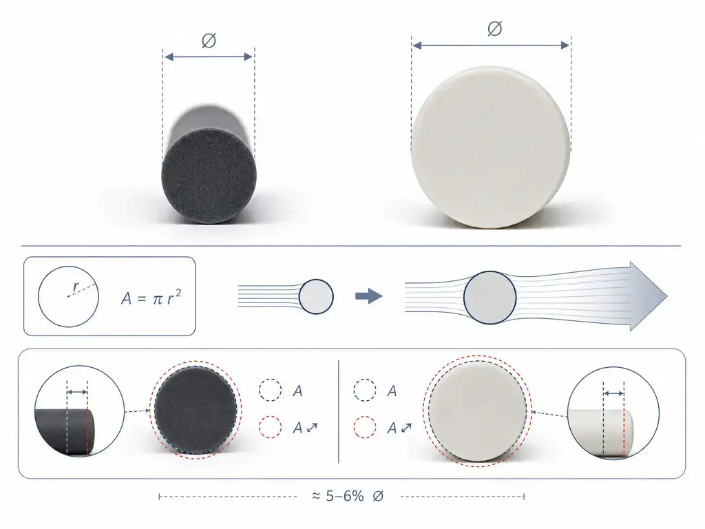 Filament diameter comparison showing 1.75 mm and 2.85 mm cross sections