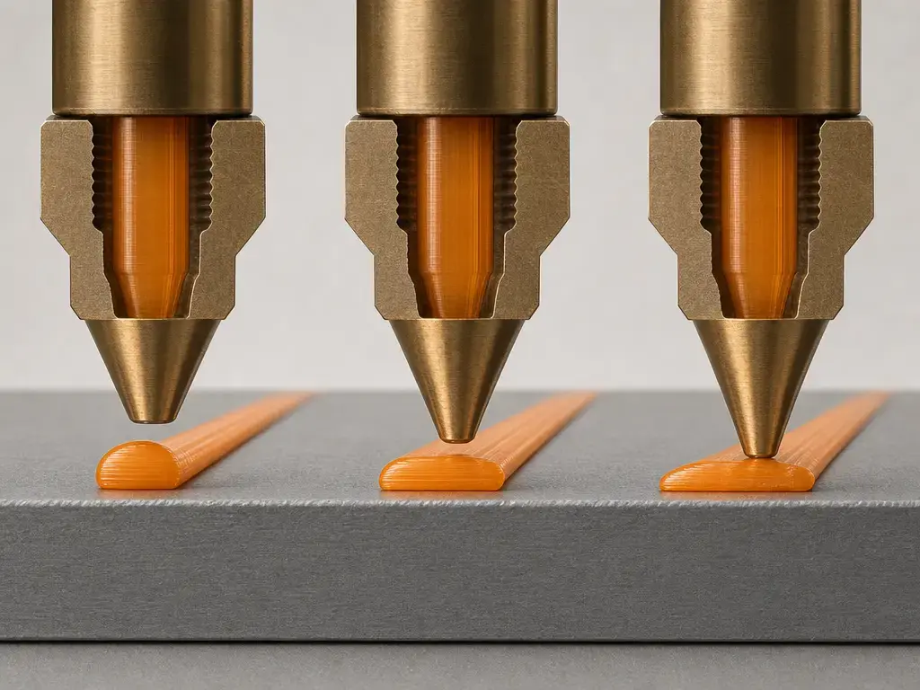 Cross-section of first-layer bead geometry at different nozzle gaps on an FDM build plate