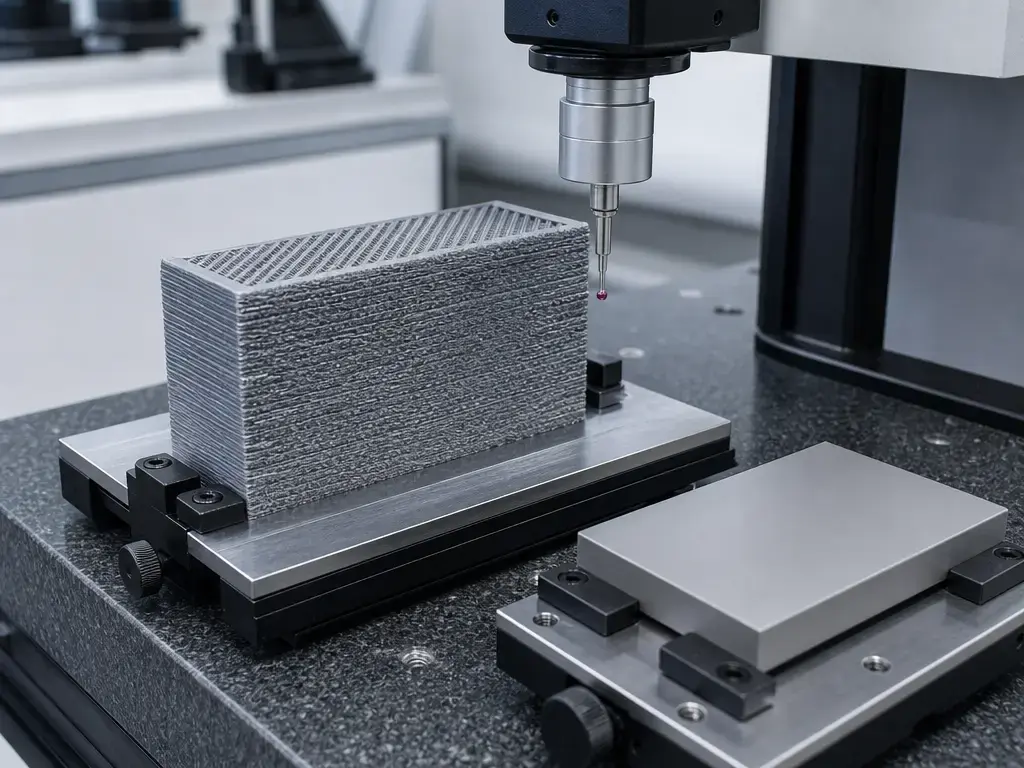 surface roughness measurement setup examining a 3D printed textured sample