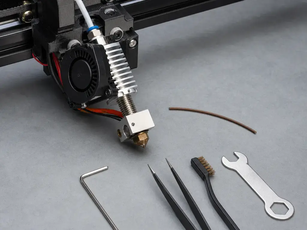 FFF hotend maintenance setup for diagnosing a heat creep clog