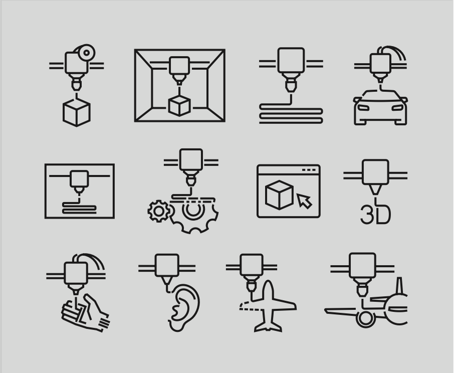 Different 3d printers icons