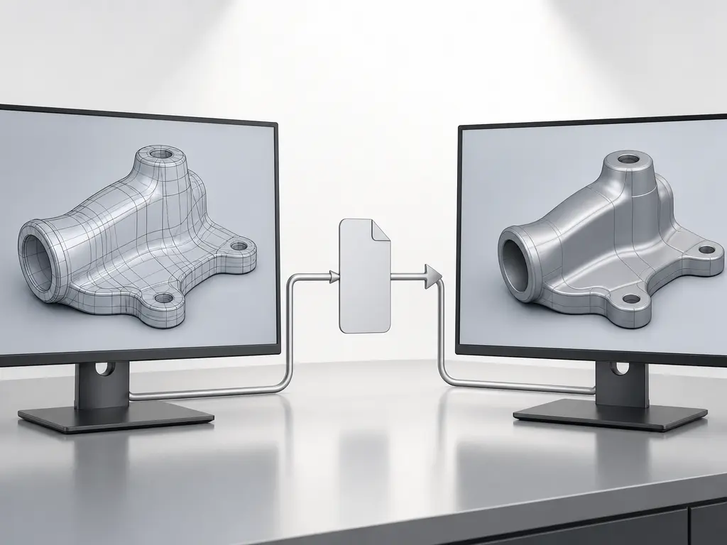 CAD export-to-import workflow for an IGES geometry exchange