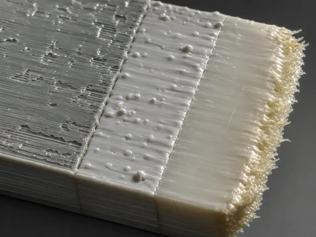 Macro of ironed FDM surfaces with patchy gaps, blobs, and fuzzy edges