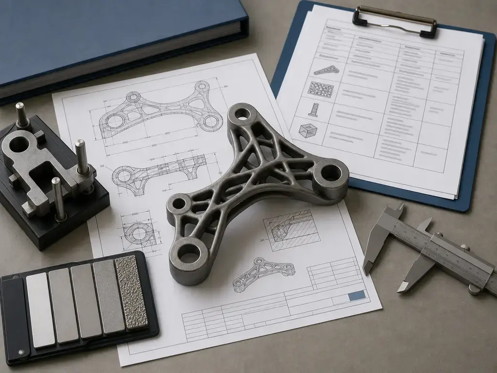 additive manufacturing part with technical documentation used for procurement and quality communication