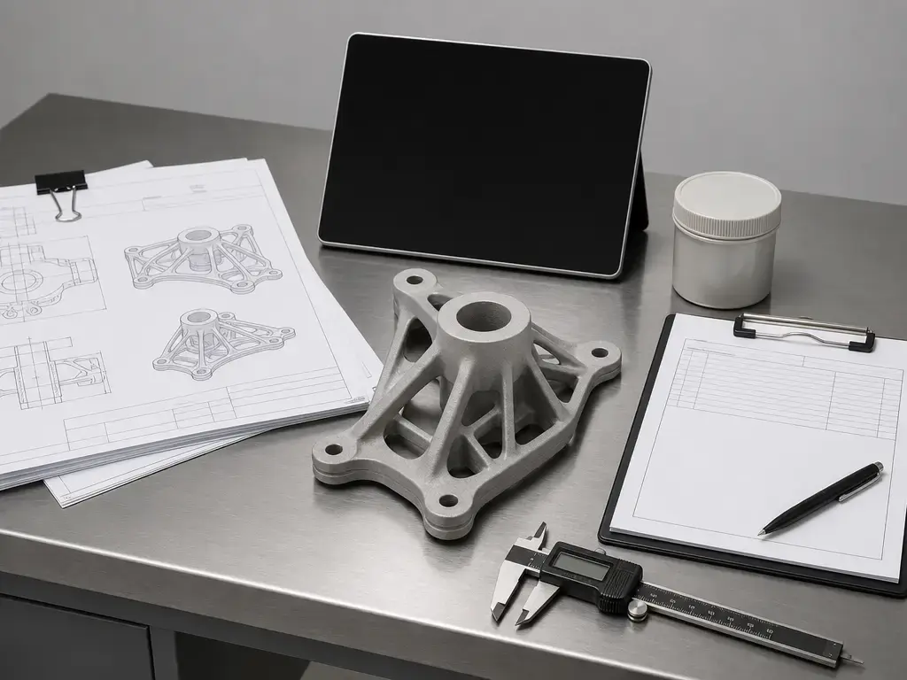 Purchased additive manufactured part with order and inspection documents