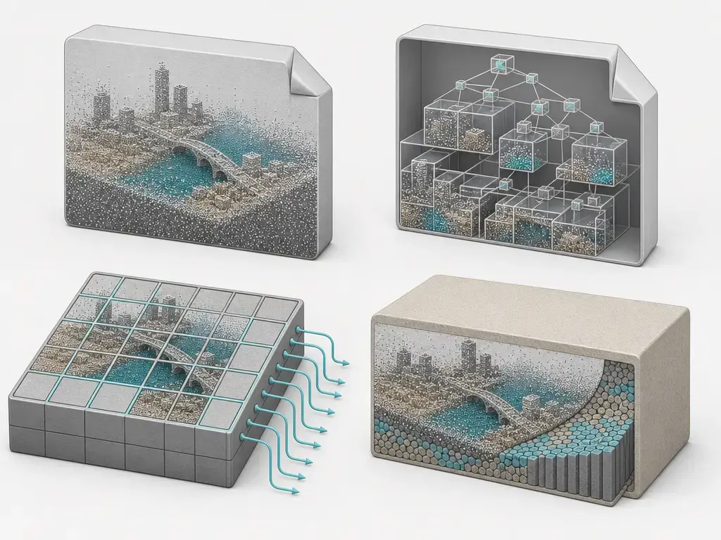 Comparison of LAS/LAZ, COPC, EPT, and ZLAS point-cloud container structures