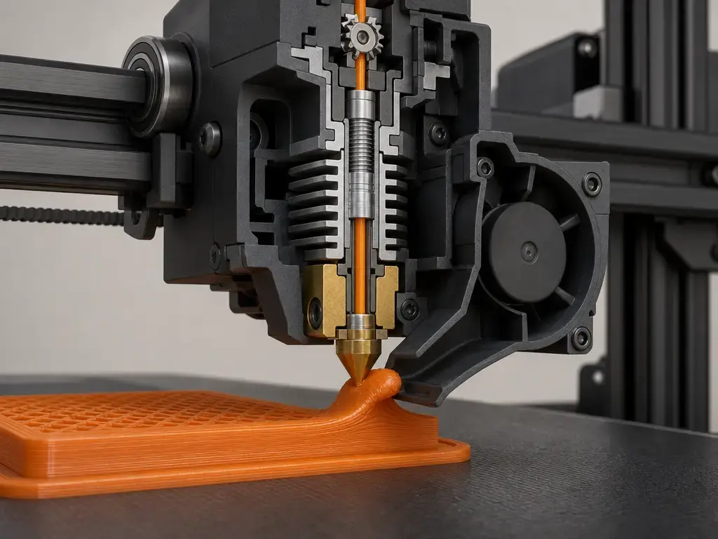 FDM nozzle contacting a warped overhang during layer shifting