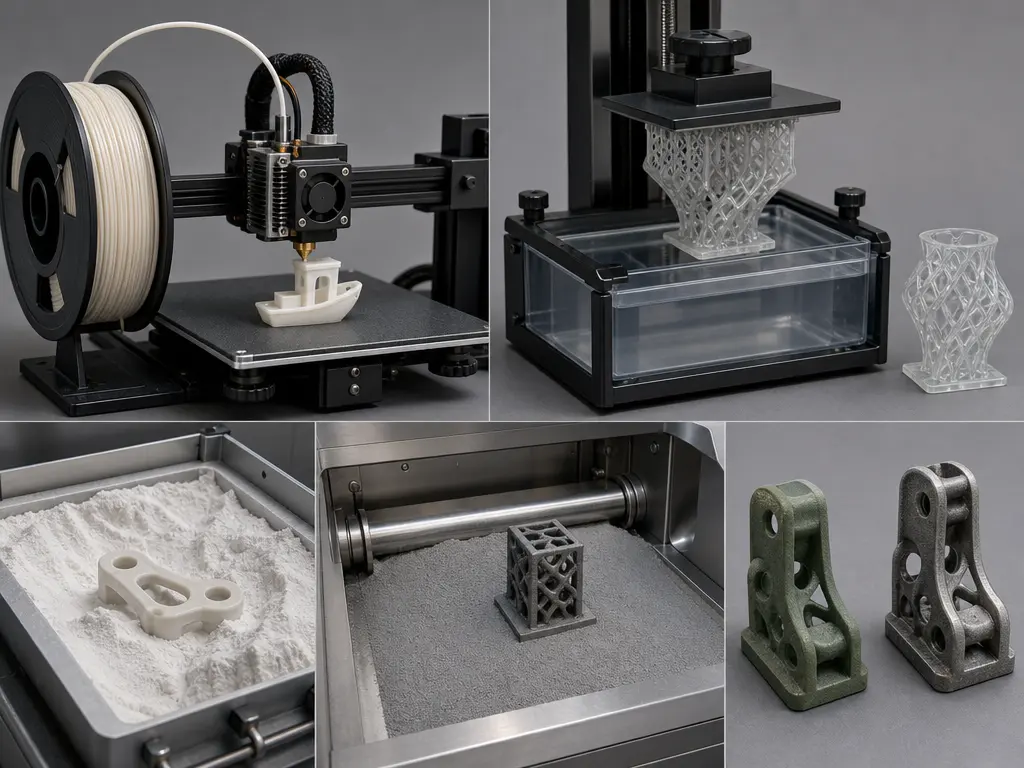 Comparison of polymer and metal 3D printing process families and feedstocks