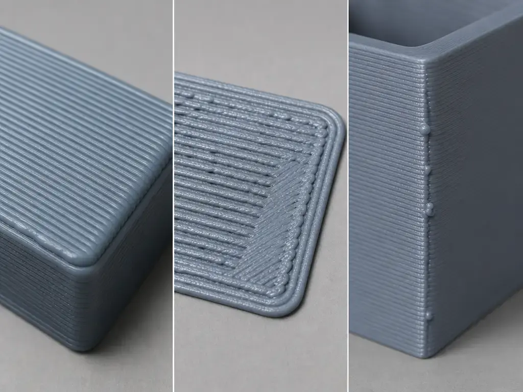 Comparison of FDM print defects resembling over extrusion