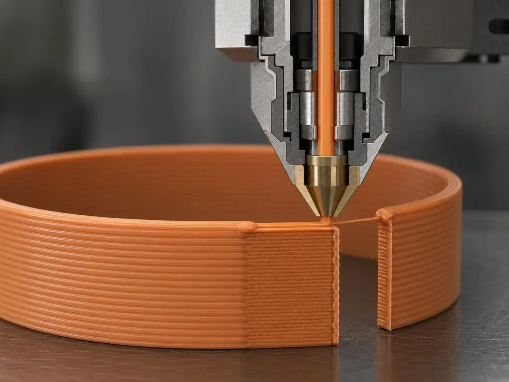 Localized seam blob forming during FDM nozzle restart
