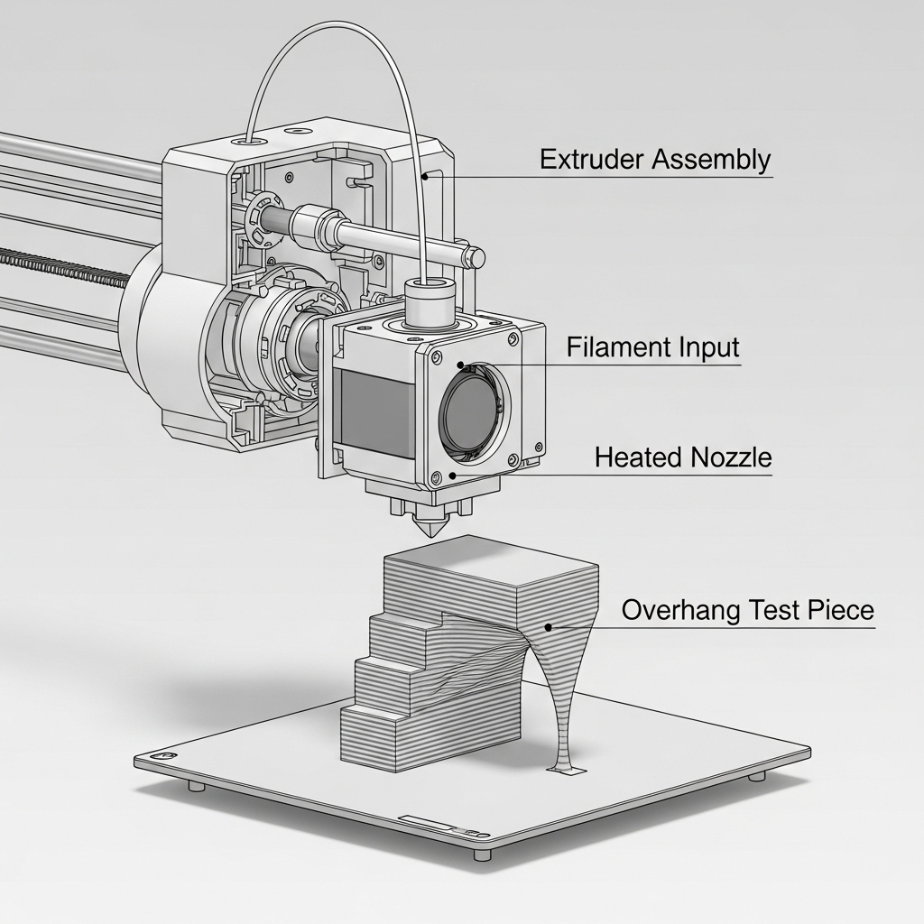 Overhang example in 3D printing