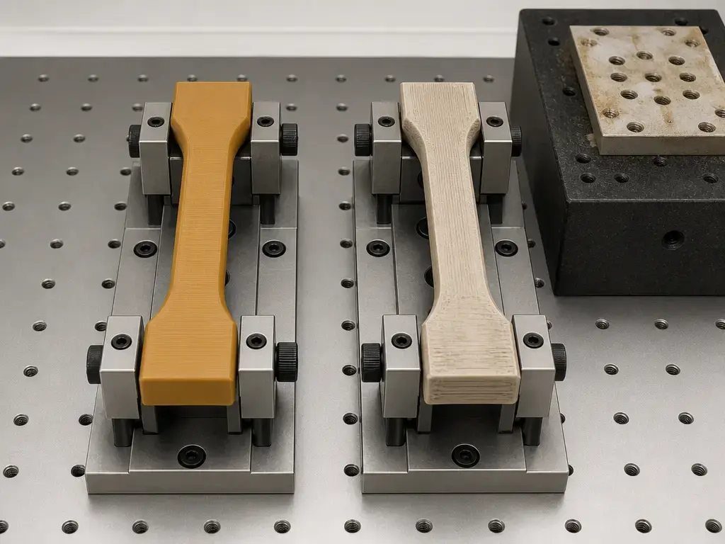 PEI and PEEK printed specimens used for engineering comparison