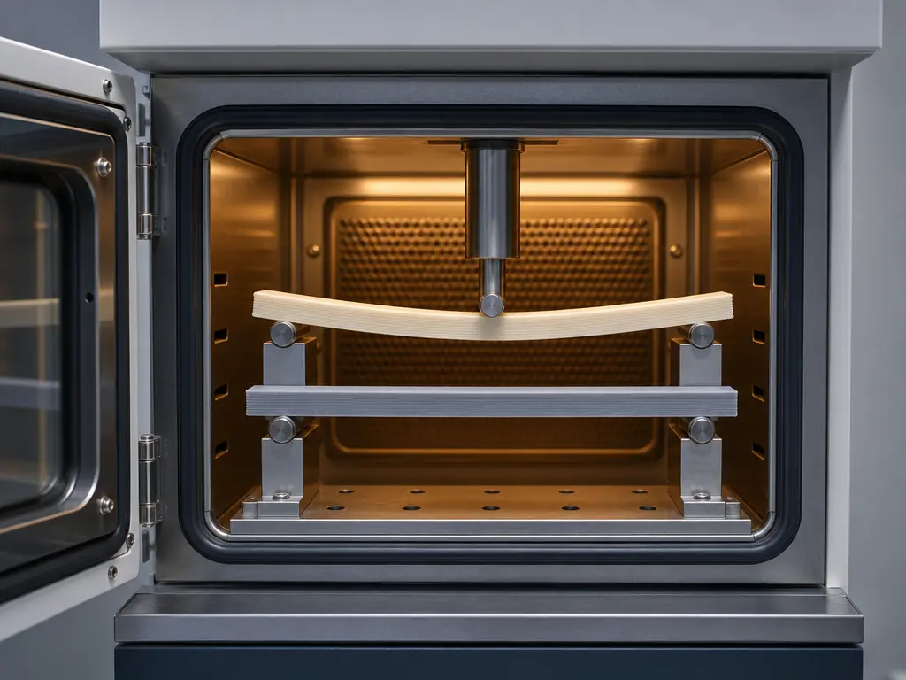 PLA and PETG heat resistance setup showing deflection under warmth