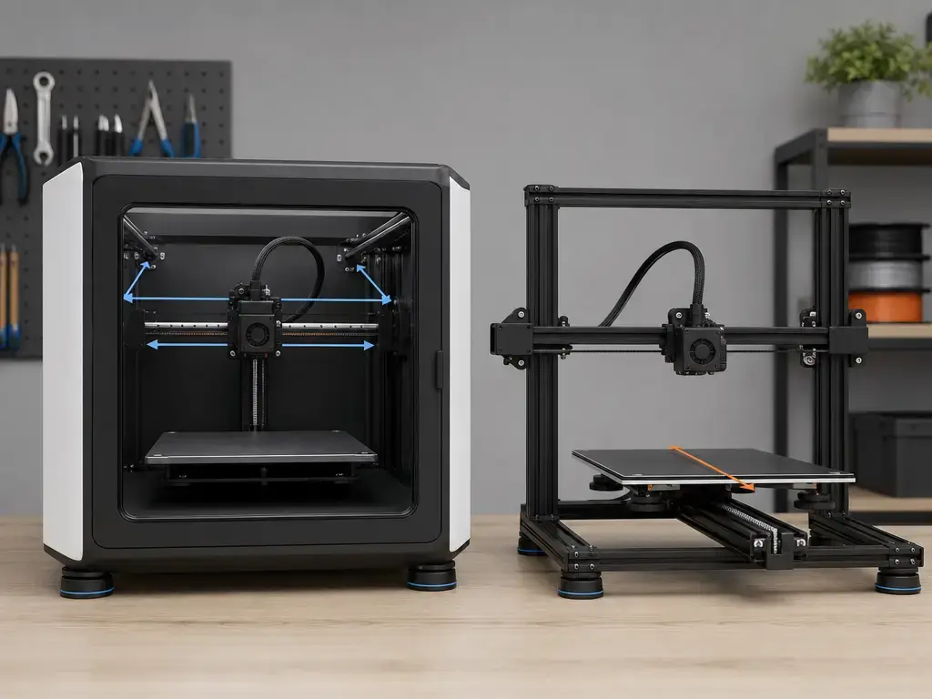 CoreXY printer and bed-slinger comparison for Prusa vs Bambu Lab