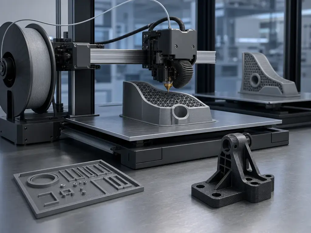 3D printer throughput workflow showing motion, flow, and printed parts