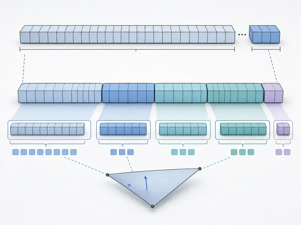 Binary STL byte layout with header, triangle count, and one facet record