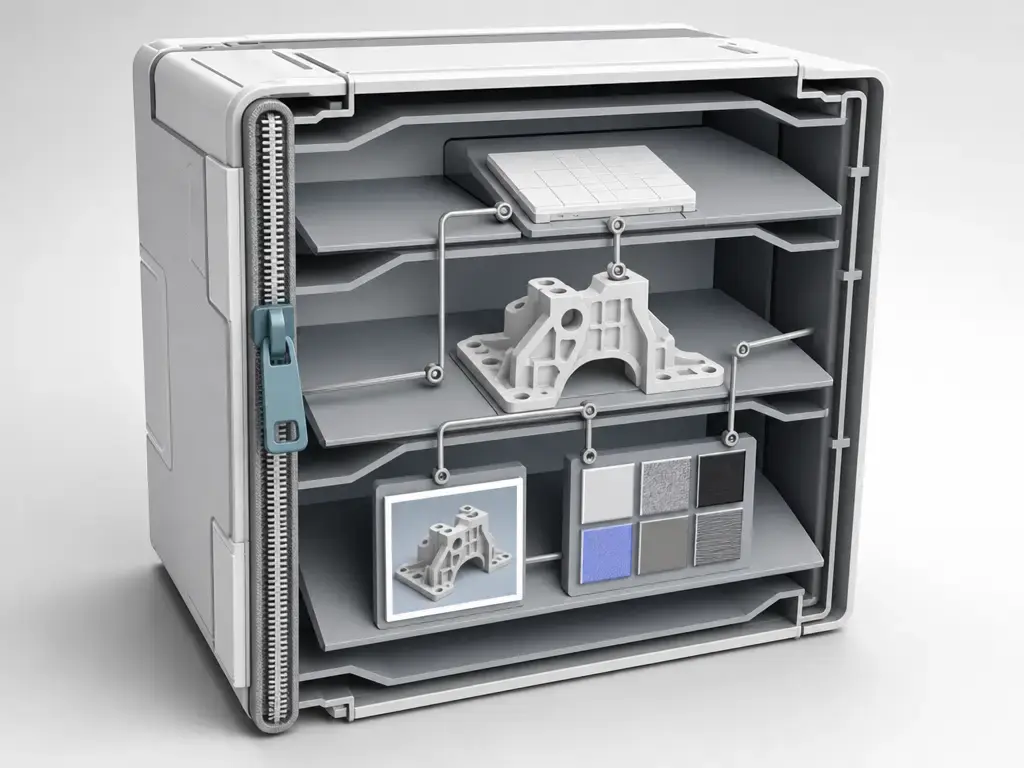 Cutaway view of 3MF package parts and relationships