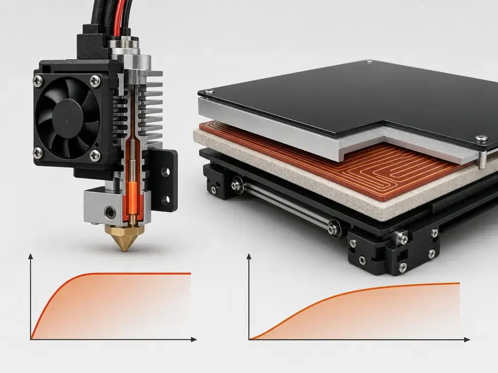Comparison of 3D printer hotend and heated bed thermal response for thermal runaway checks