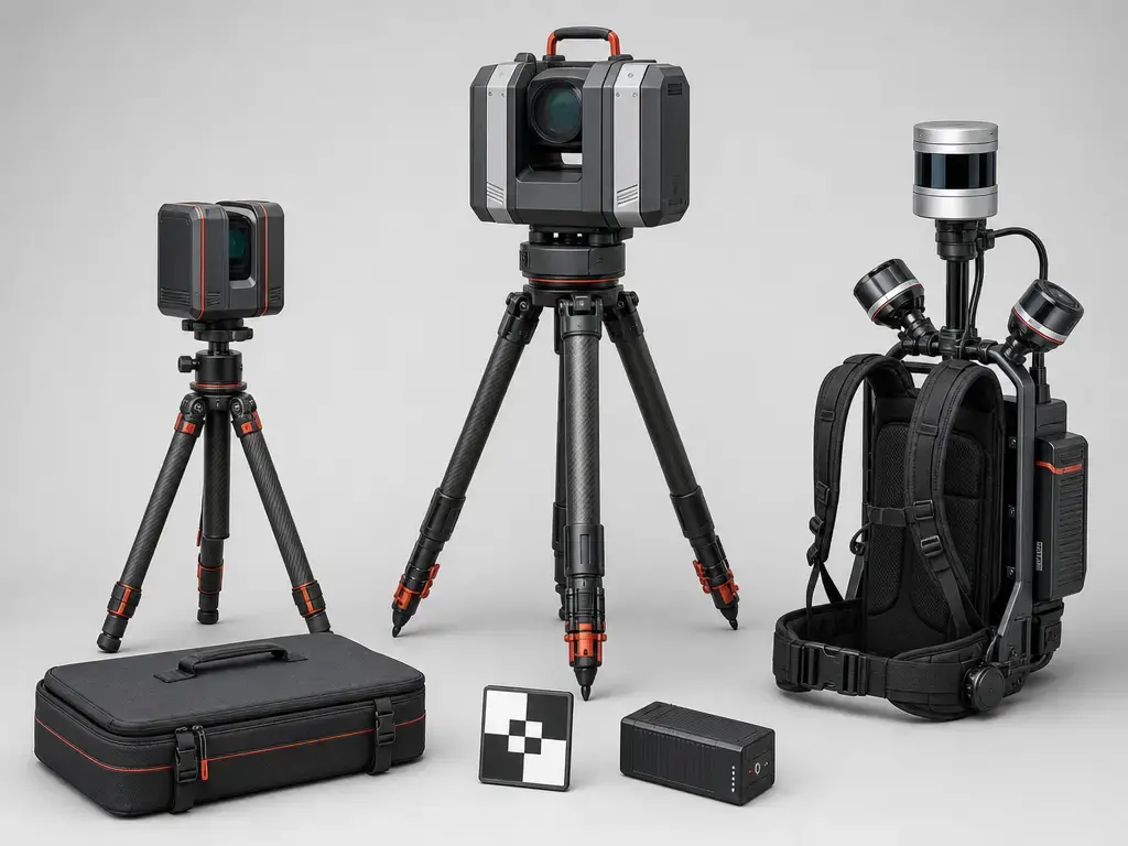 Comparison of building laser scanner classes: compact tripod TLS, long-range TLS, and SLAM unit