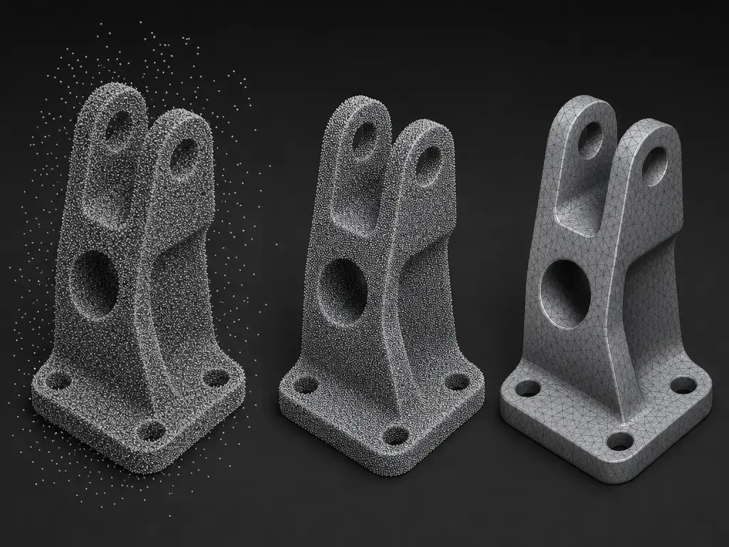 raw point cloud cleaned and converted into a reconstructed mesh